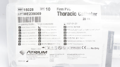 Atrium 15028 Firm PVC Thoracic Cath. 28Fr.  - Pack of 10
